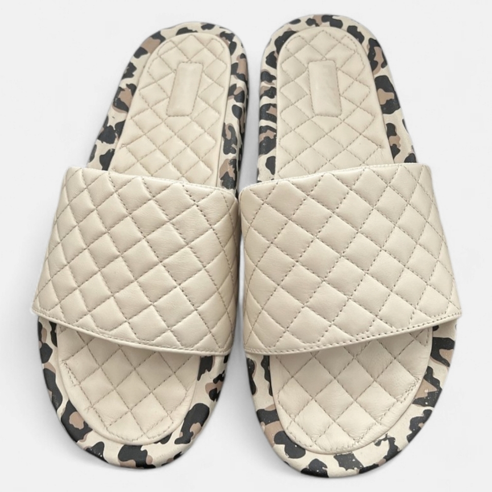 APL NIB Lusso Slide Parchment/Leopard Size 7 Genuine Leather